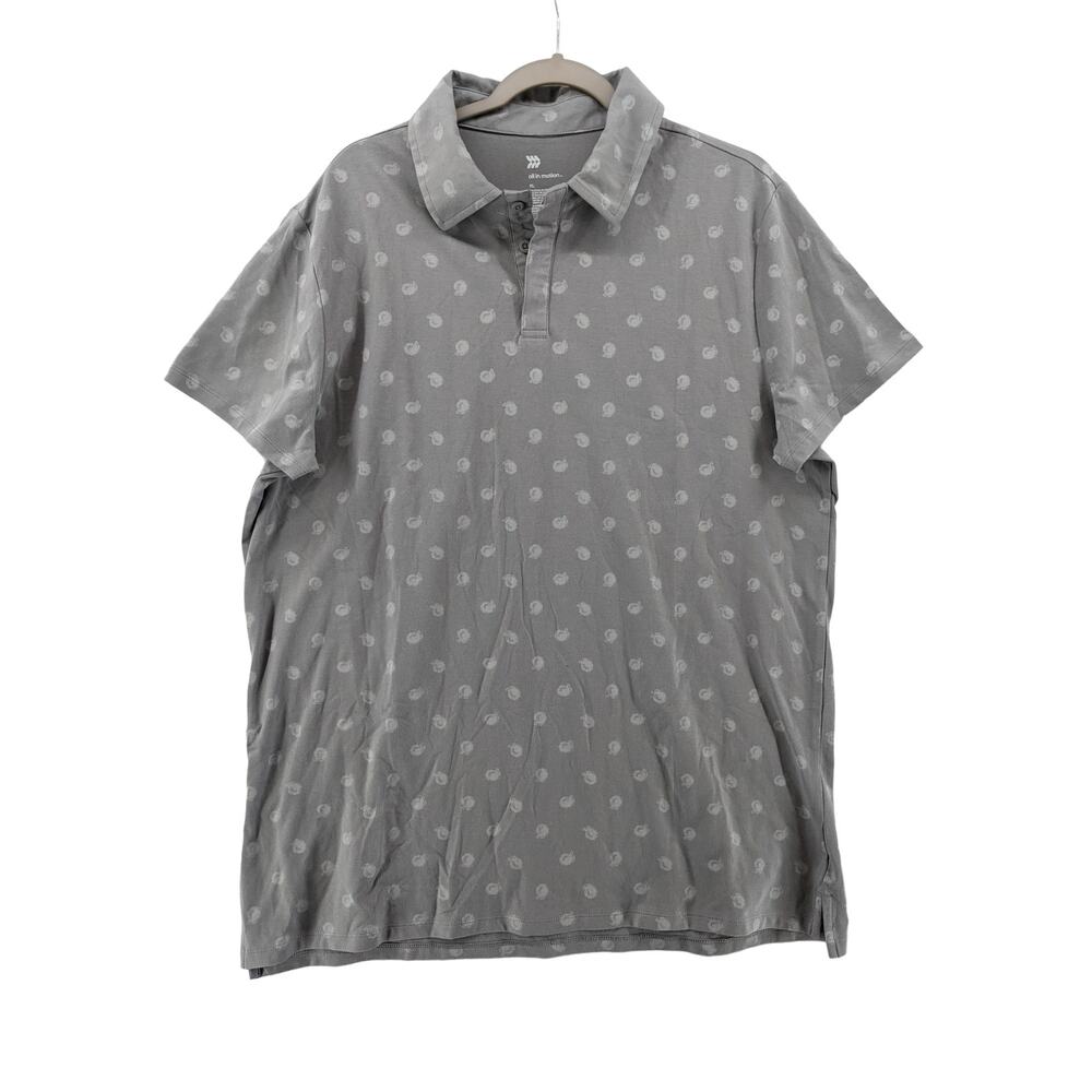 All In Motion Polo Shirt‎ XL Gray Men Printed Supima Cotton Active Golf Everyday